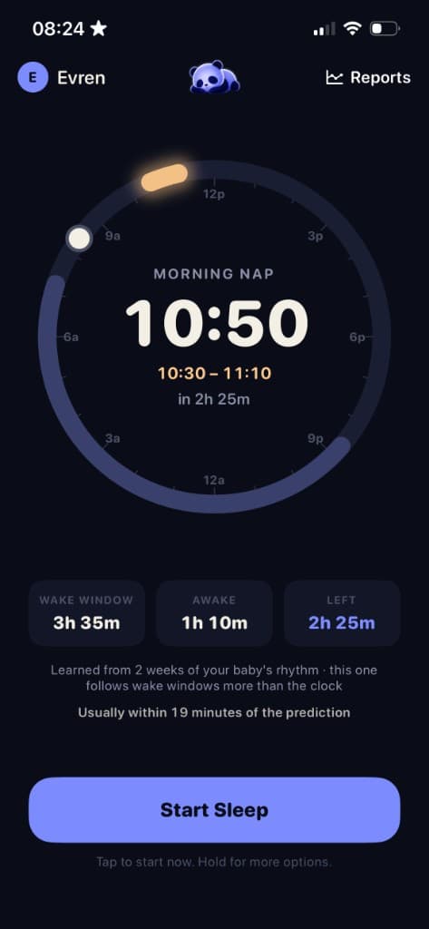 Napple predicting the next morning nap window